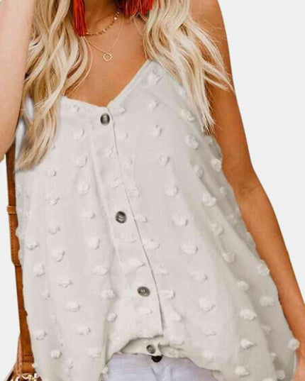 Swiss Dot V-Neck Buttoned Cami