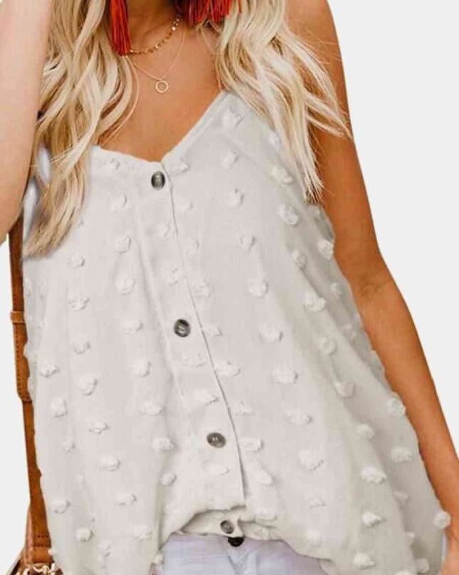 Swiss Dot V-Neck Buttoned Cami