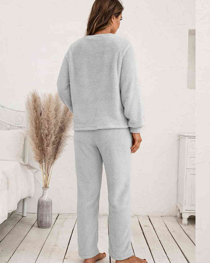 Teddy Long Sleeve Top and Pants Lounge Set