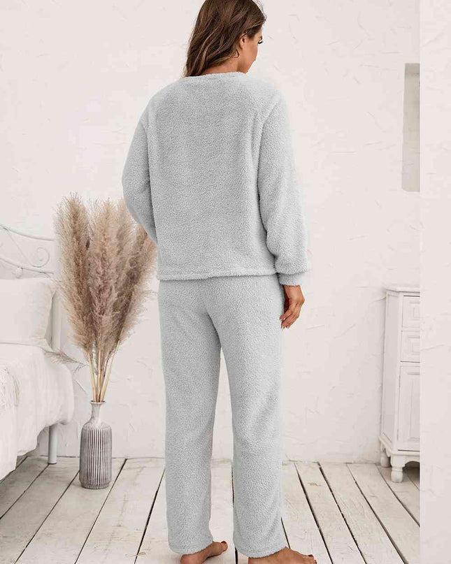 Teddy Long Sleeve Top and Pants Lounge Set