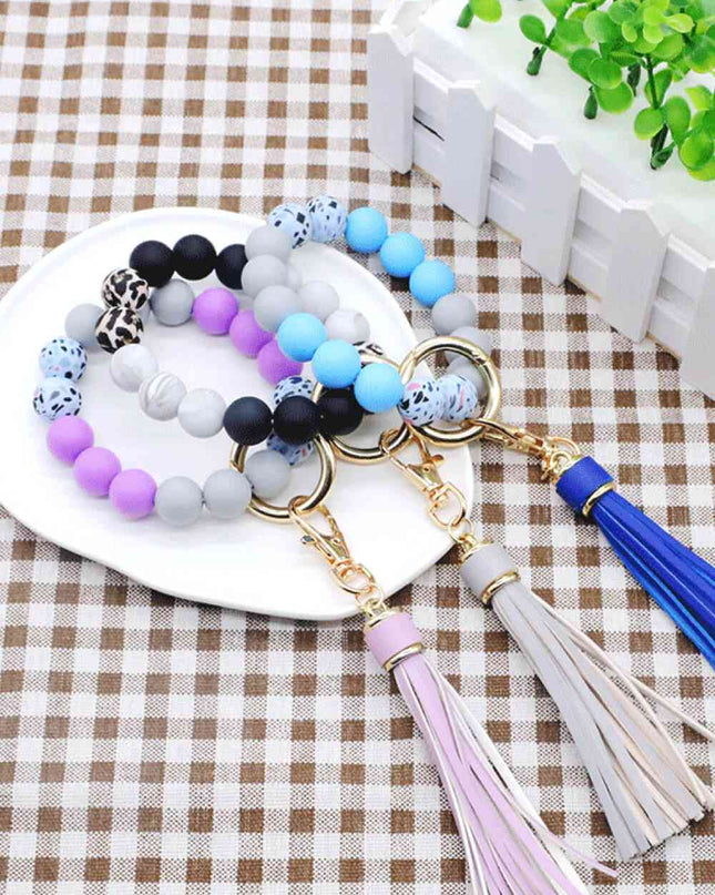 Assorted 2-Pack Multicolored Beaded Tassel Keychain