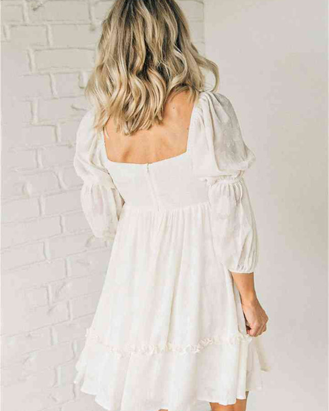 Square Neck Long Sleeve Mini Dress