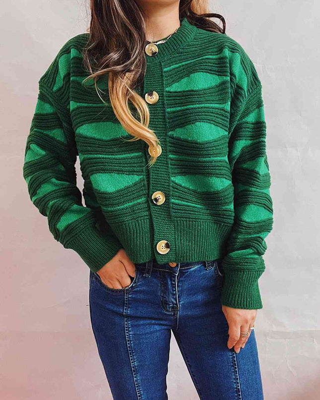 Color Block Button Front Cardigan