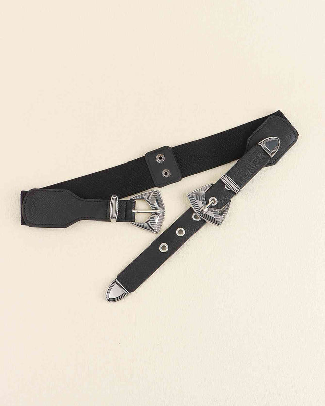 Double Buckle PU Leather Belt
