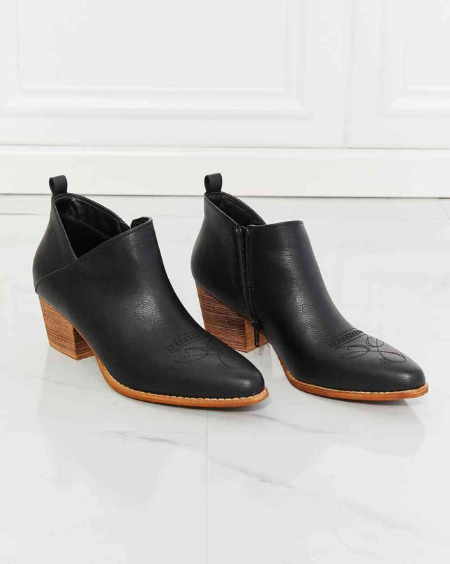 MMShoes Trust Yourself Embroidered Crossover Cowboy Bootie in Black