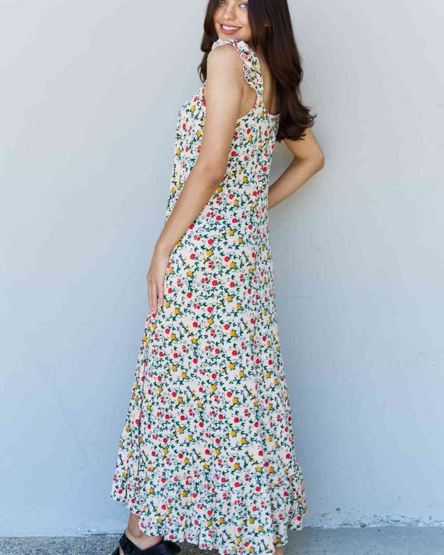Doublju In The Garden Ruffle Floral Maxi Dress in Natural Rose