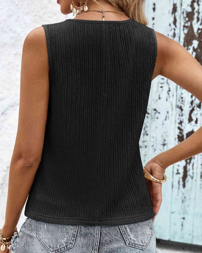 Textured V-Neck Tank Top