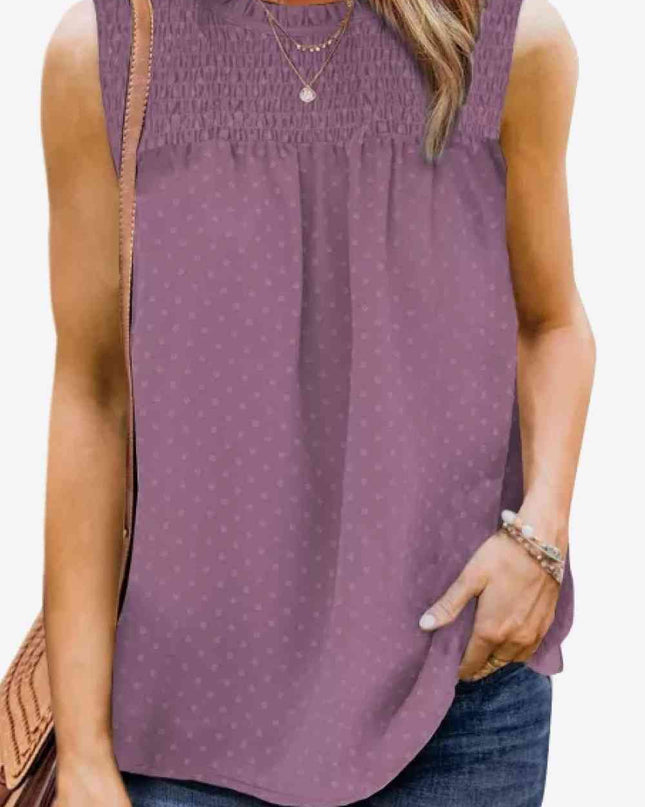 Smocked Tie Back Frill Trim Tank