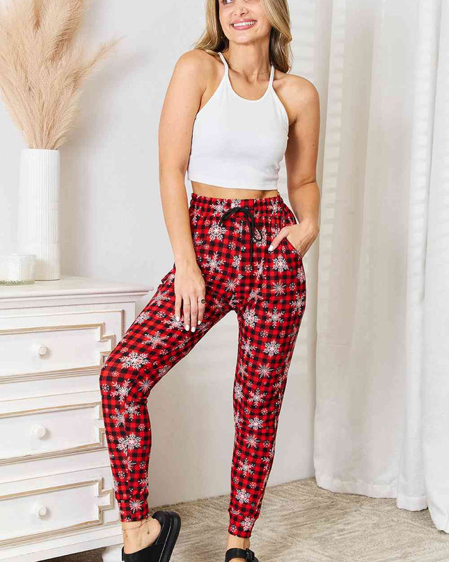 Leggings Depot Full Size Holiday Snowflake Print Joggers