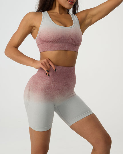 Gradient Scoop Neck Tank and High Waist Shorts Active Set