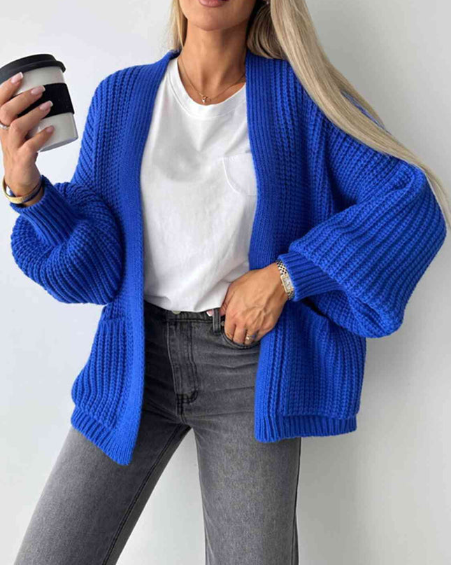 Open Front Dropped Shoulder Cardigan