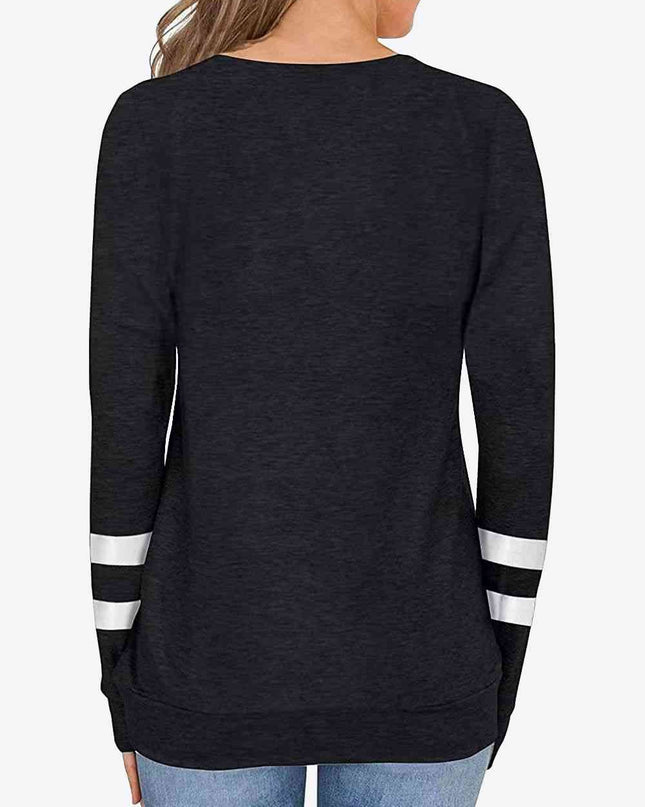 Striped Contrast Raglan Sleeve Top