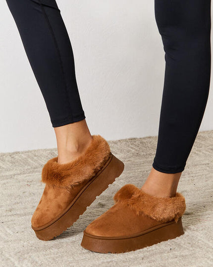 Legend Footwear Furry Chunky Platform Ankle Boots