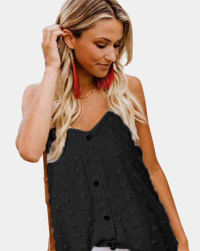 Swiss Dot V-Neck Buttoned Cami