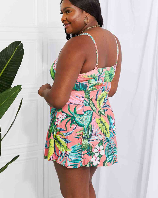 Marina West Swim Full Size Sail With Me V-Neck Swim Dress in Coral