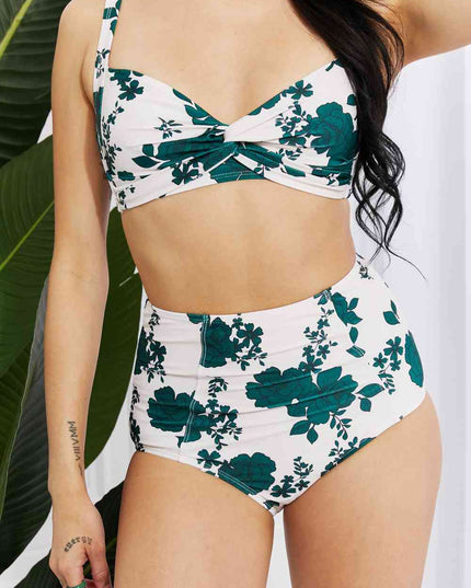 Marina West Swim Take A Dip Twist High-Rise Bikini in Forest