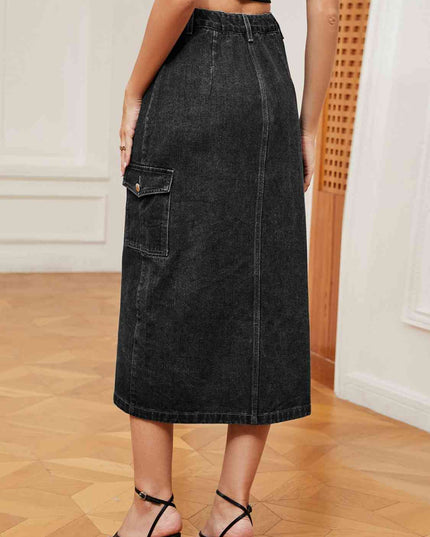 Button Down Denim Skirt