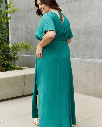 ODDI Full Size Woven Wrap Maxi Dress