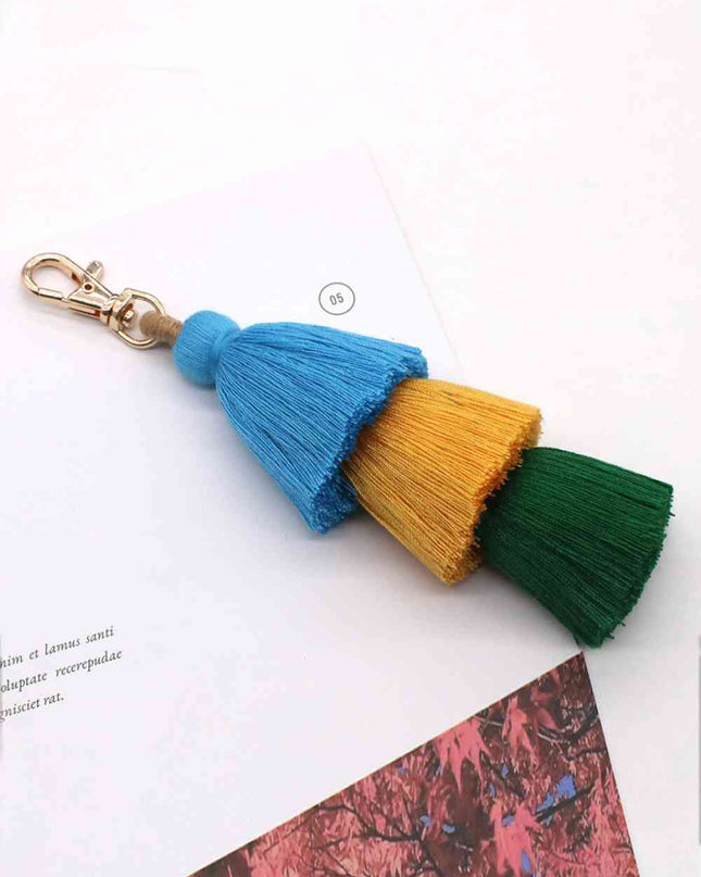 Assorted 4-Pack Multicolored Fringe Keychain