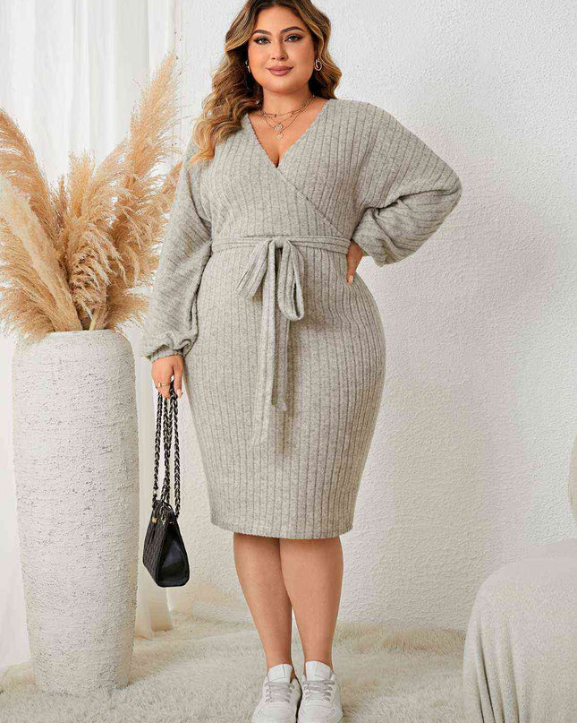 Plus Size Tie Waist Wrap Dress