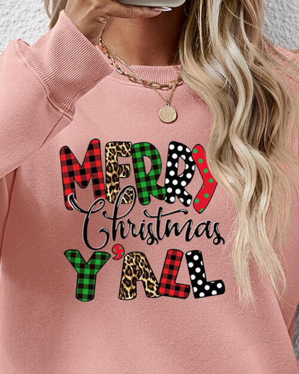 Letter Graphic Round Neck Long Sleeve Sweatshirt