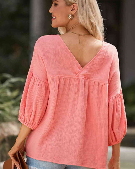 Dropped Shoulder V-Neck Blouse