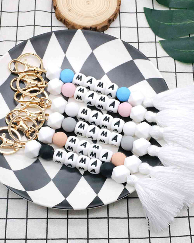 Assorted 2-Pack Mama Beaded Tassel Keychain