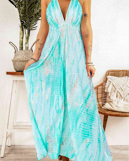 Tie-Dye Halter Neck Maxi Dress