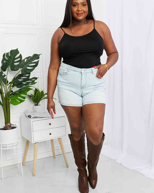 Judy Blue Full Size Contrast Stitching Denim Shorts with Pockets