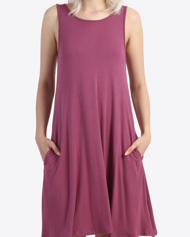 Cutout Scoop Neck Sleeveless Dress with Pockets