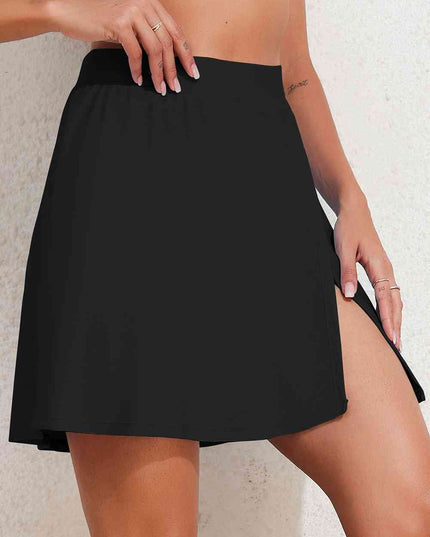 Slit Swim Skort with Pockets