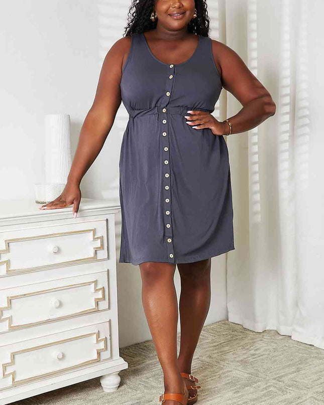 Double Take Sleeveless Button Down Magic Dress