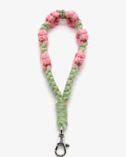 Assorted 4-Pack Hand-Woven Flower Macrame Wristlet Keychain