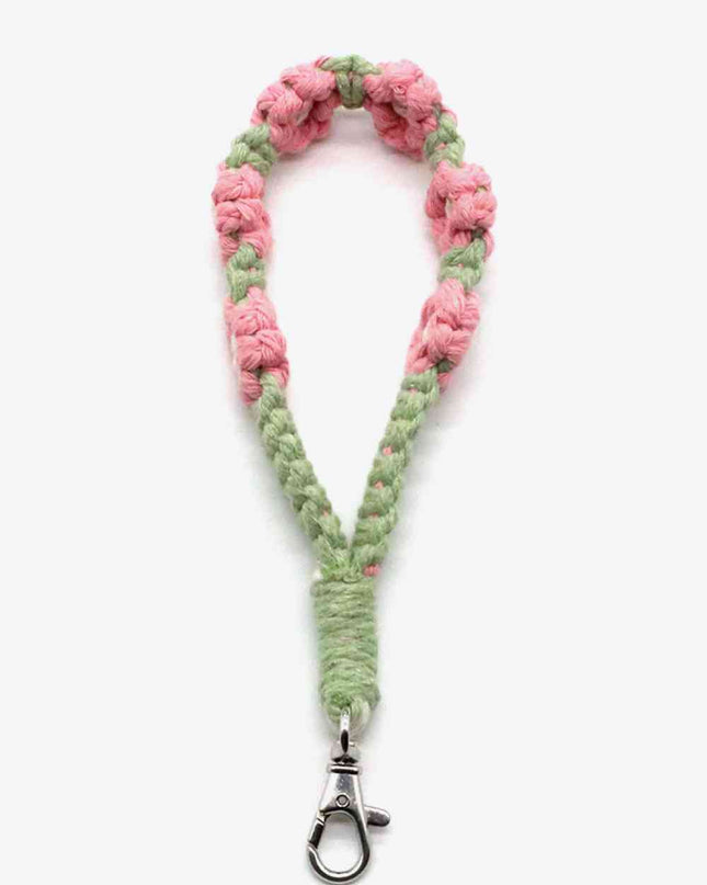 Assorted 4-Pack Hand-Woven Flower Macrame Wristlet Keychain