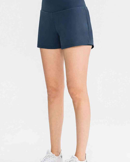 Wide Waistband Sports Shorts with Pockets