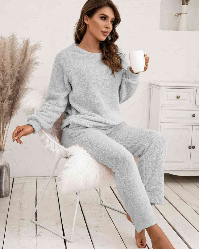 Teddy Long Sleeve Top and Pants Lounge Set