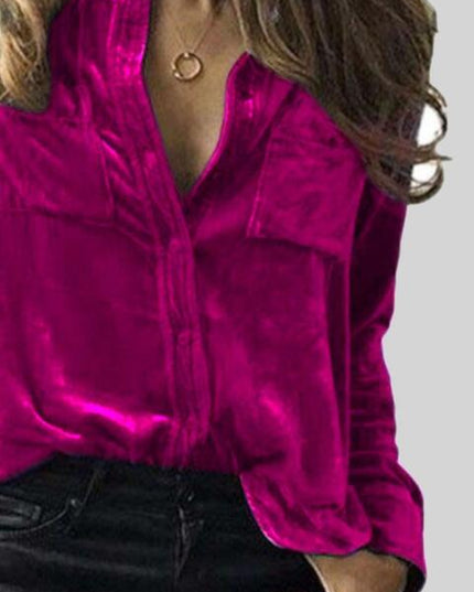 Button Up Collared Shirt with Breast Pockets