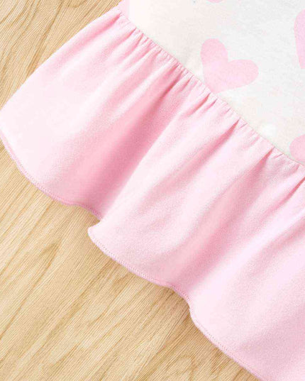 Heart Print Ruffle Hem Dress
