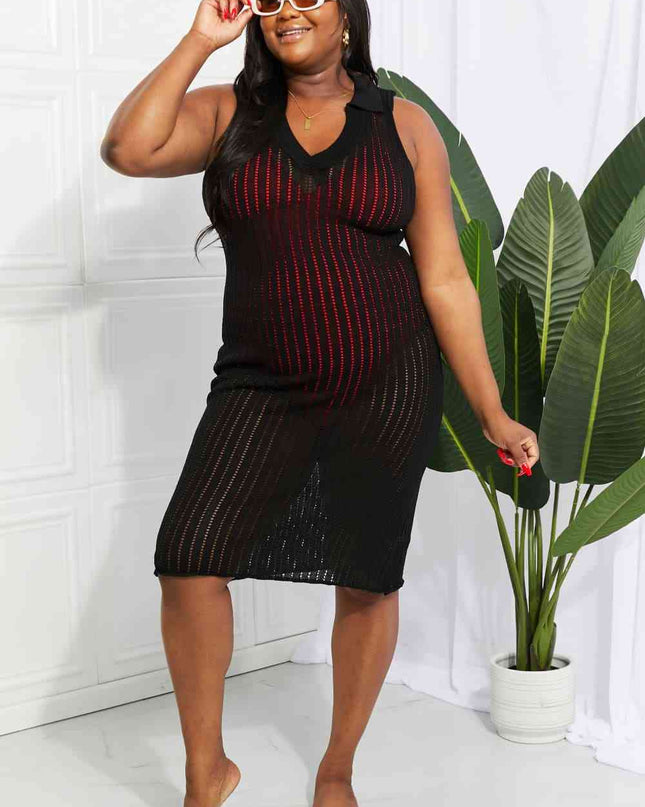 Openwork Johnny Collar Cover Up Dress