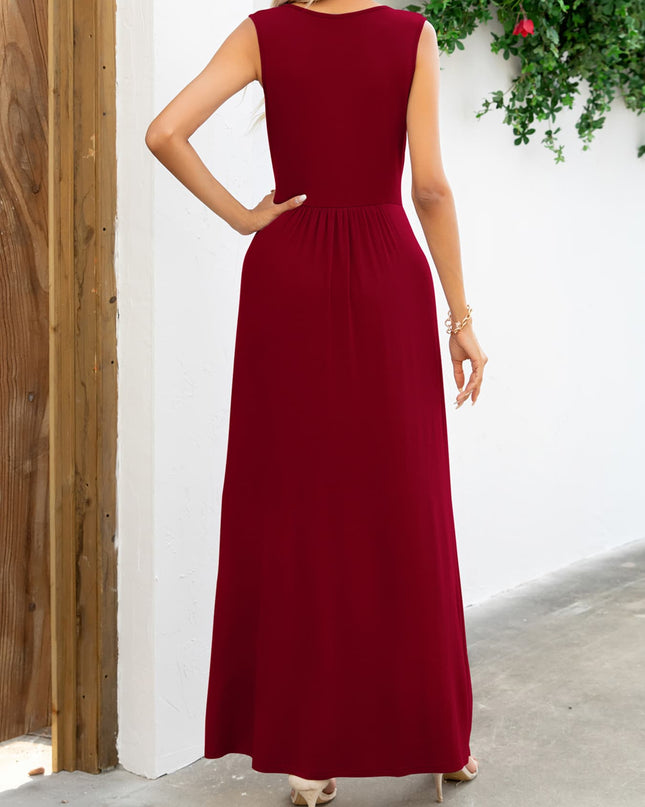 Surplice Neck Sleeveless Maxi Dress