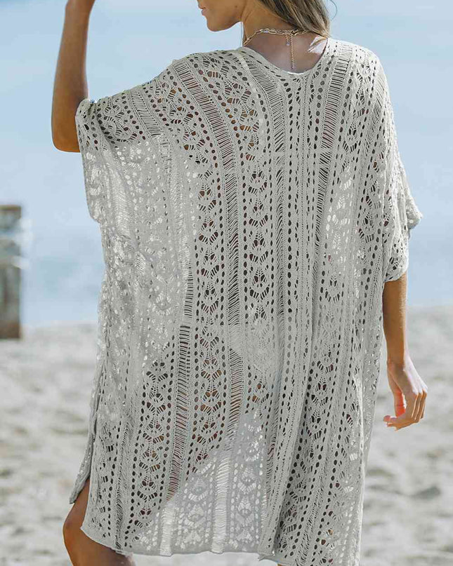 Openwork V-Neck Slit Cover Up