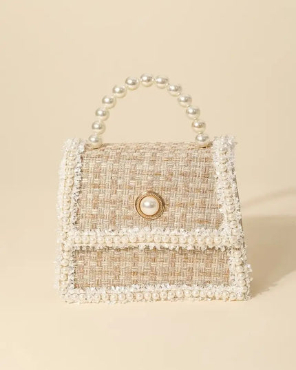 Fame Pearly Trim Woven Handbag