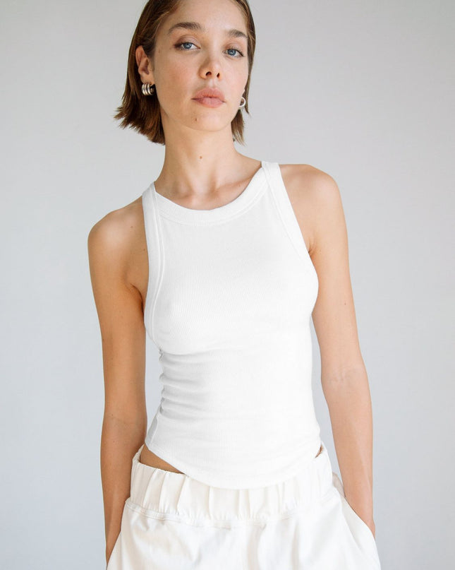 Halter Neck Ribbed Cropped Top