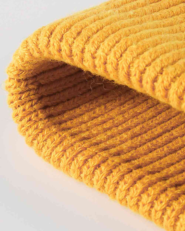 Button Detail Rib-Knit Cuff Beanie