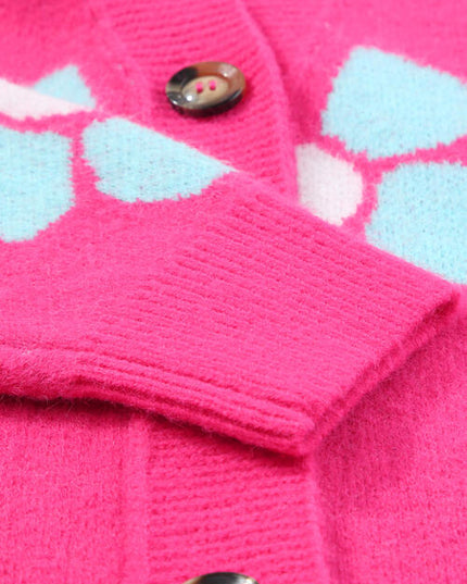 Floral Button-Up V-Neck Cardigan