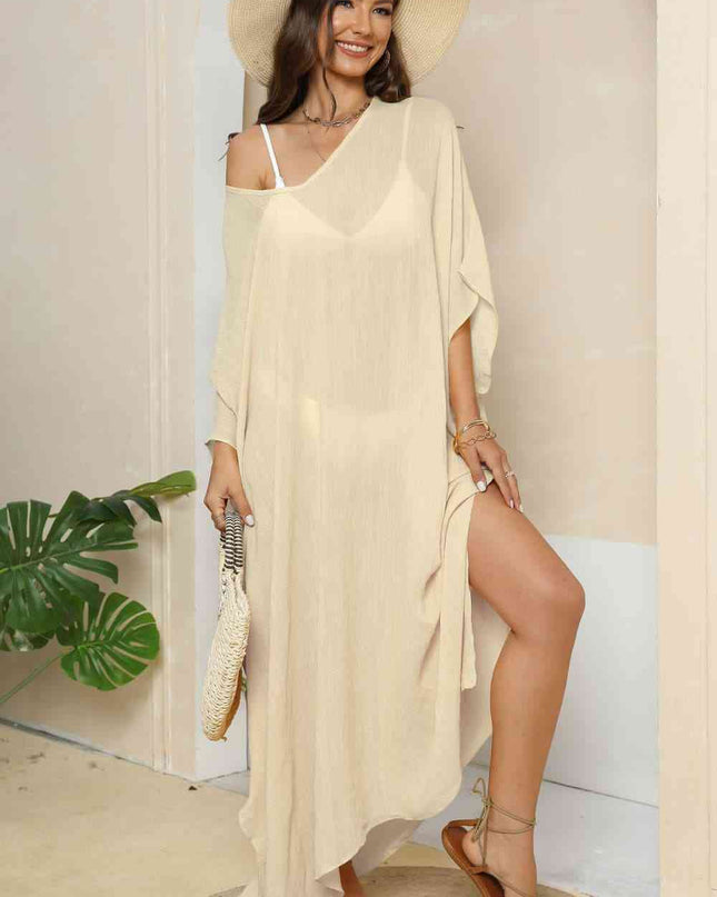 V-Neck Three-Quarter Sleeve Cover-Up