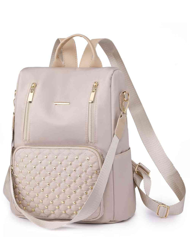 Zipper Pocket Beaded Backpack
