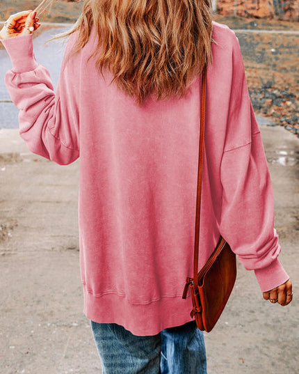 Sequin Santa Round Neck Slit Sweatshirt