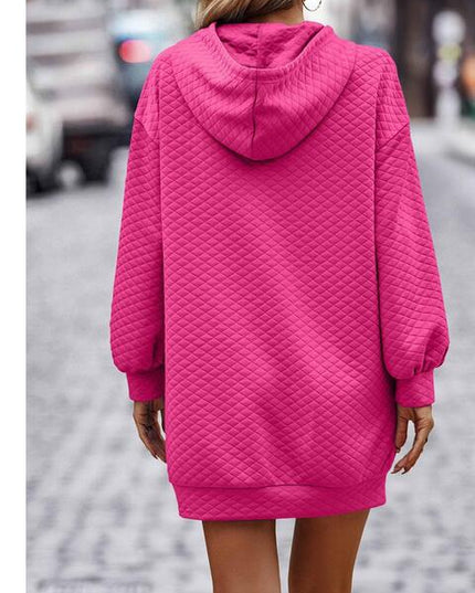 Textured Drawstring Tunic Hoodie