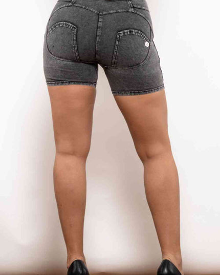 Full Size Side Stripe Buttoned Denim Shorts